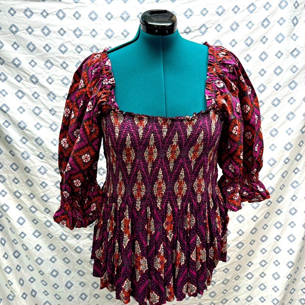 Anthropologie 3/4 Sleeve Statement Maximalist Top